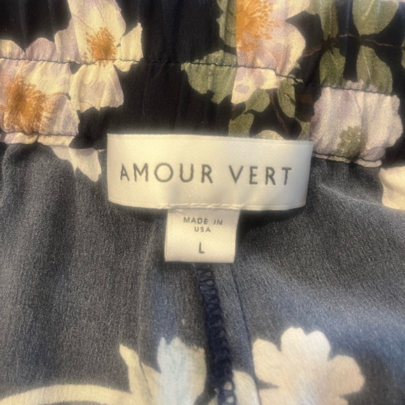 AMOUR VERT Blue/Pink Floral Silk Joggers - Picture 2 of 3